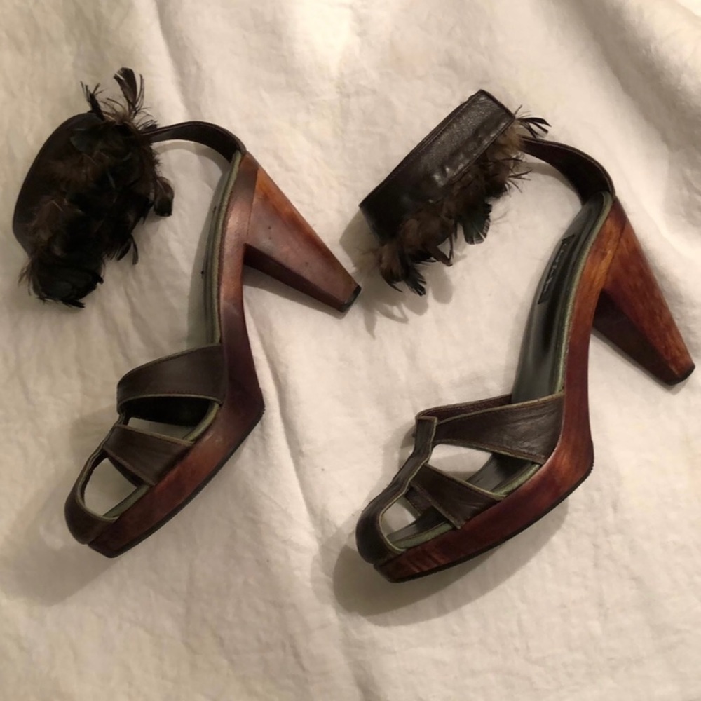 Clio La Rue x Anthropologie Leather Heels w/ Ankle Straps, Size 8
